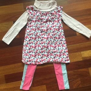 Tea Collection girls Size 6 dress and leggings set outfit